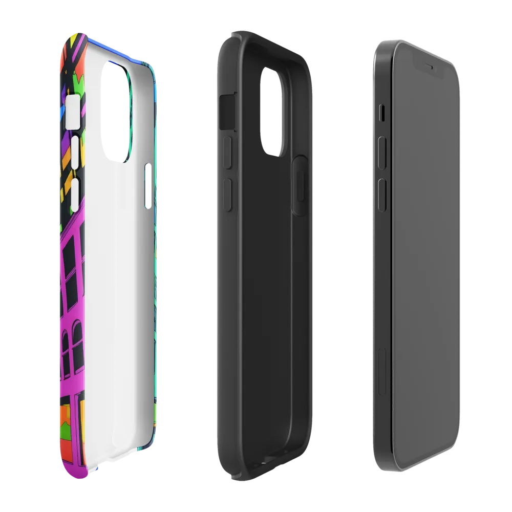 Neon Dreamscape: A Futuristic City at Dusk | Phone Case |  12 Pro | Tough Case | Glossy