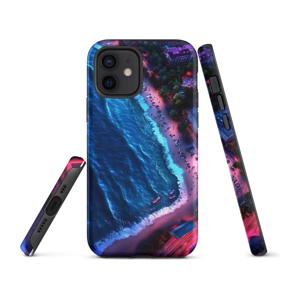 Twilight Reflections: A Serene Beach Aerial | Phone Case |  12 | Tough Case | Matte