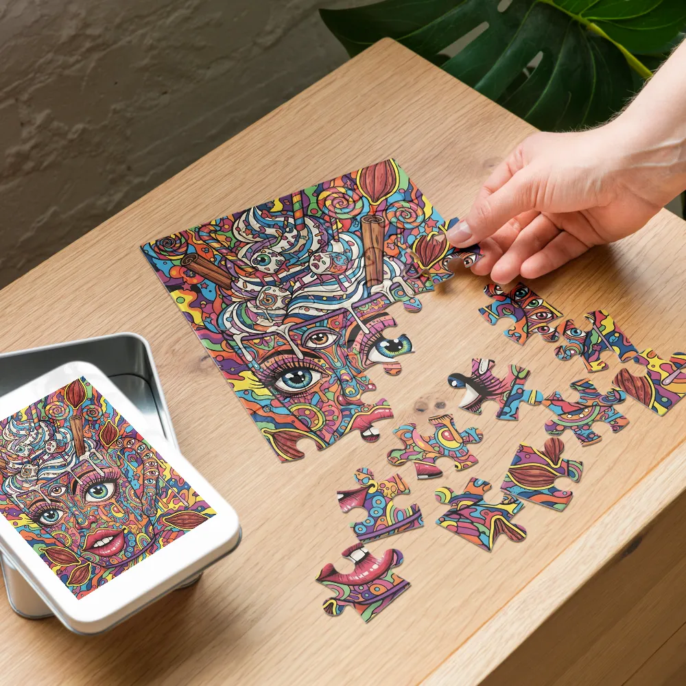 Psychedelic Mug Portrait 
 Jigsaw Puzzle in Tin Box