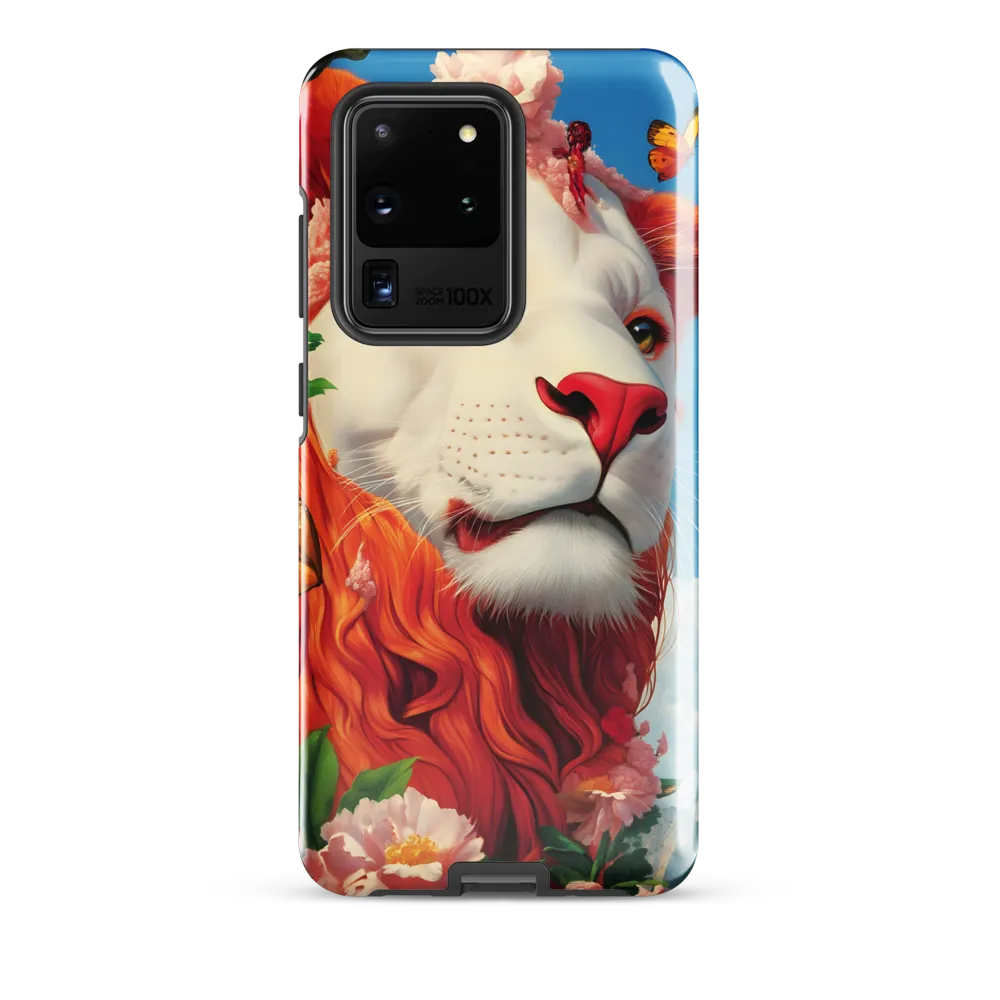 Majestic Lion Amidst Floral Splendor