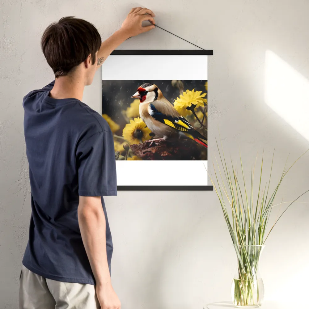 Harmony in Nature: A Goldfinch Amidst Blooms