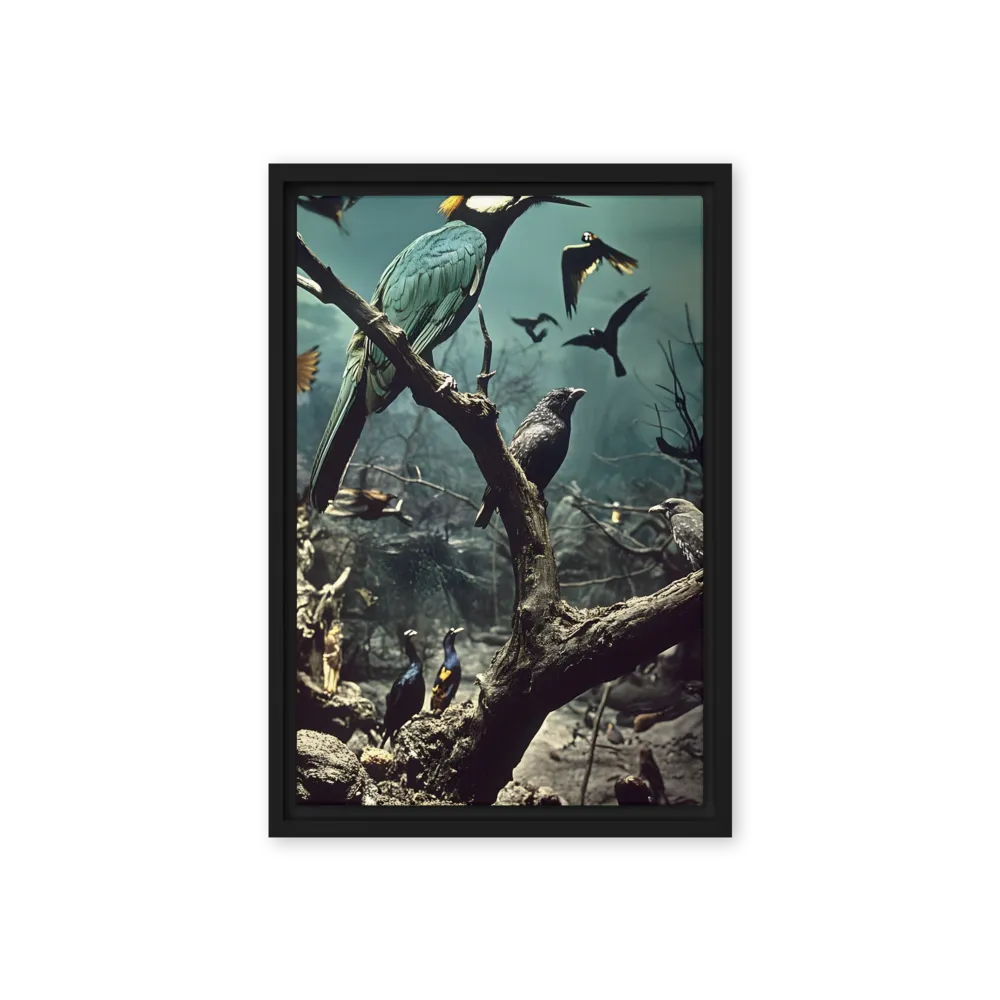 Whispers of the Avian Realm | Canvas with Black Frame | 12″×18″