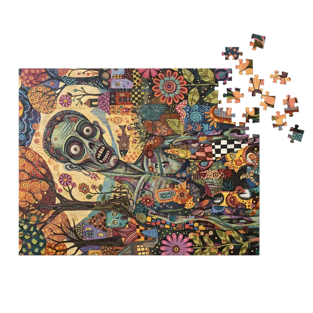 Whimsical Zombie Landscape 
 Jigsaw Puzzle in Tin Box