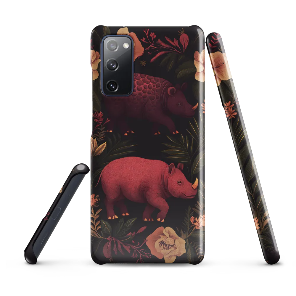 Rhinos in Floral Embrace