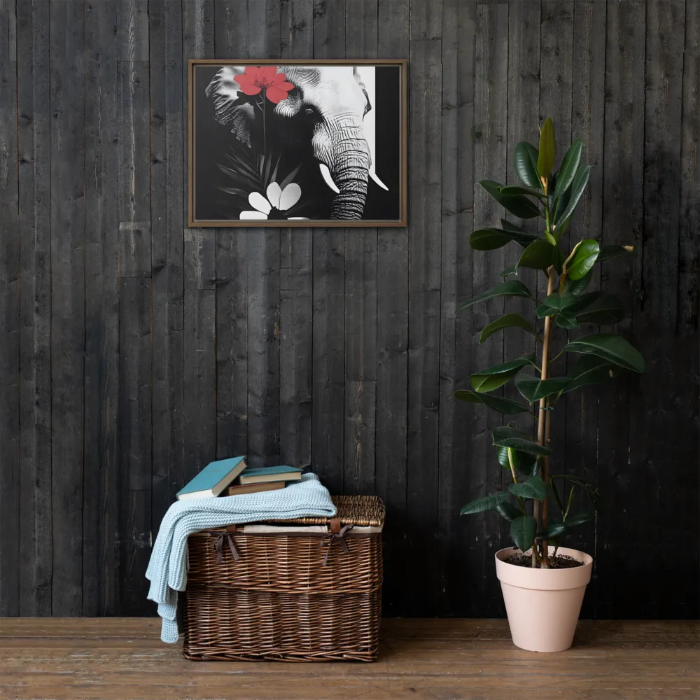 Elephant Harmony | Canvas with Brown Frame | 18″×24″