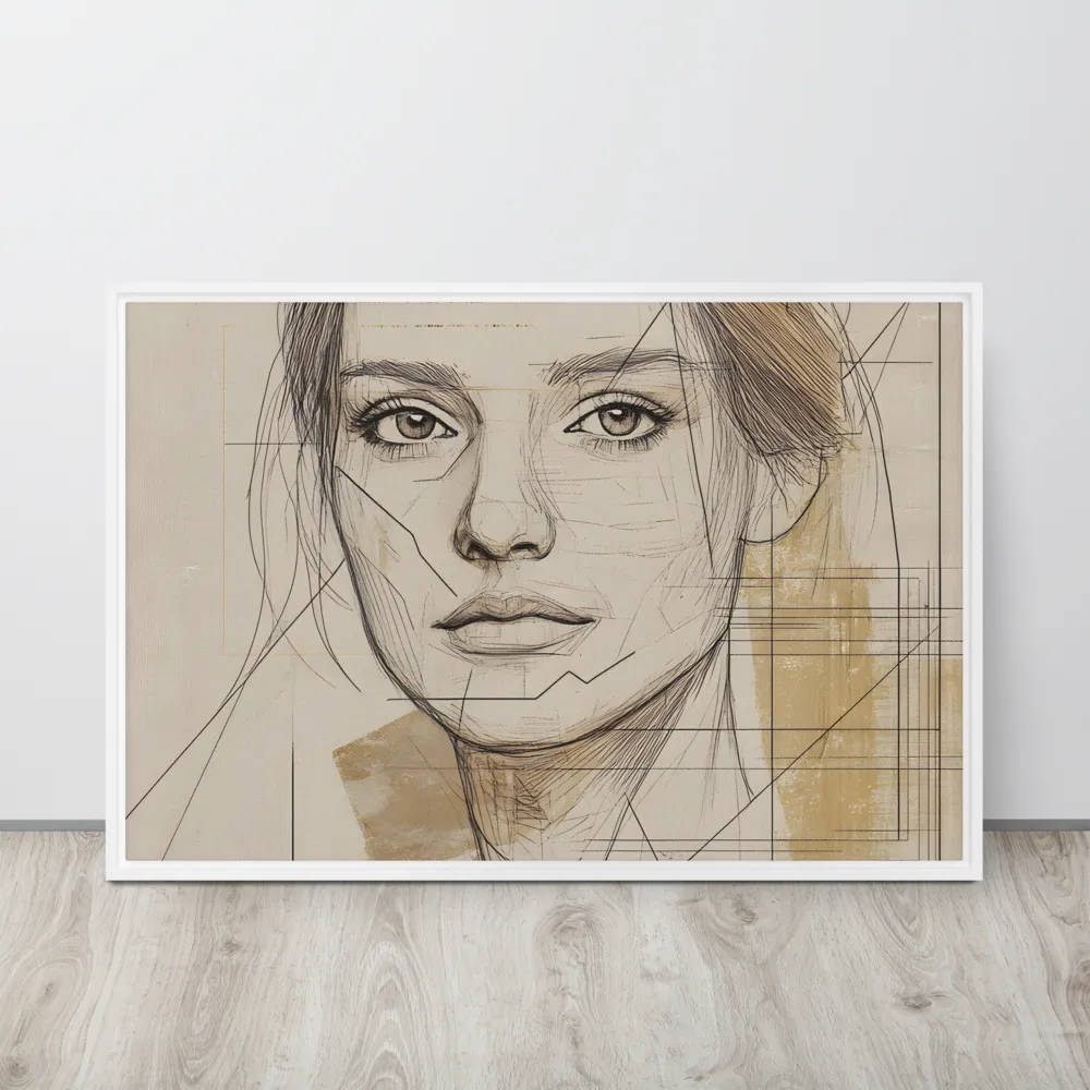 Geometric Elegance: A Modern Portrait | Canvas with White Frame | 24″×36″