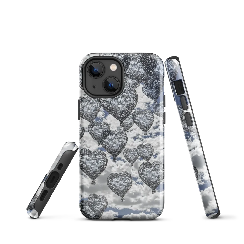 Stippled Hearts Over Cloudscape