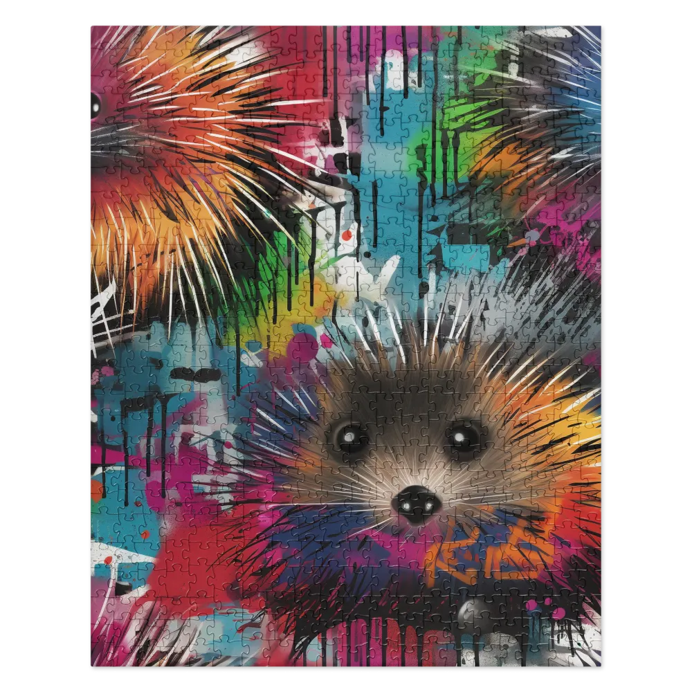 Whimsical Hedgehogs in a Kaleidoscopic Wonderland | Jigsaw Puzzle | 520 pieces