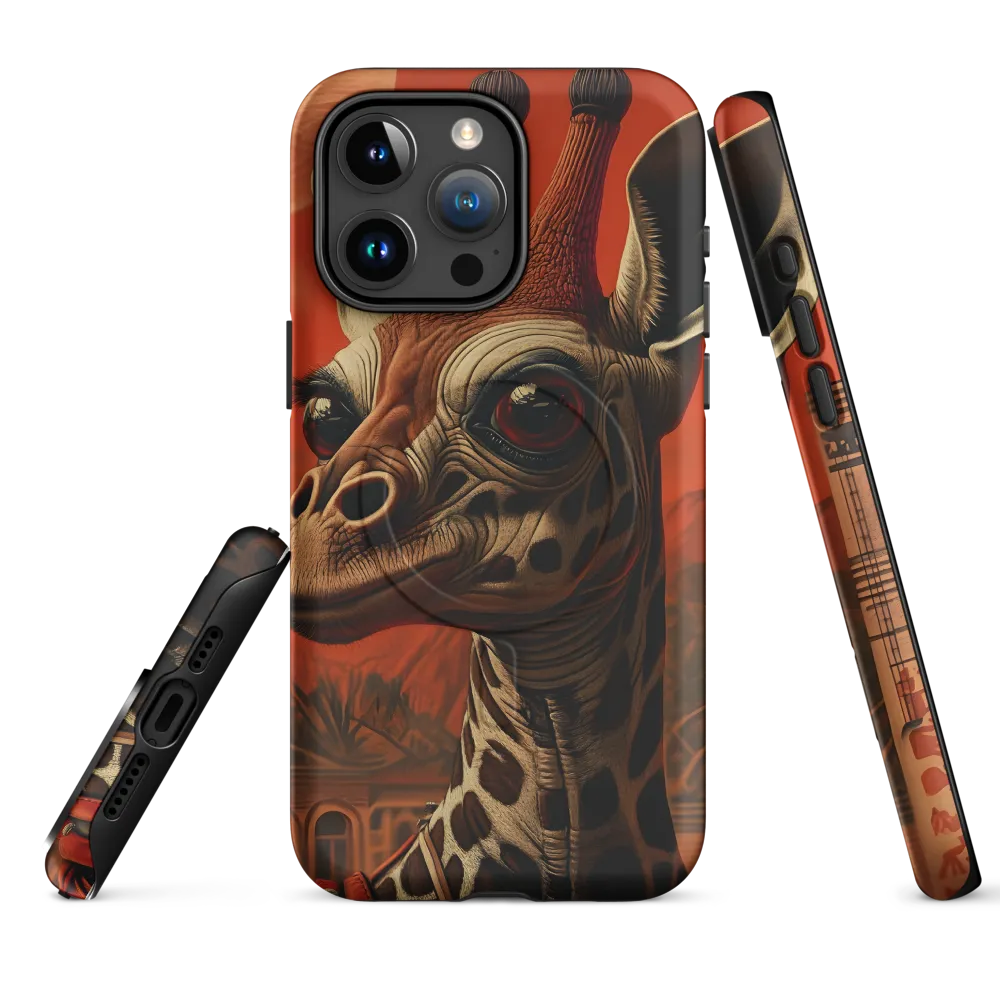 Whimsical Giraffe in an Orange Dreamscape