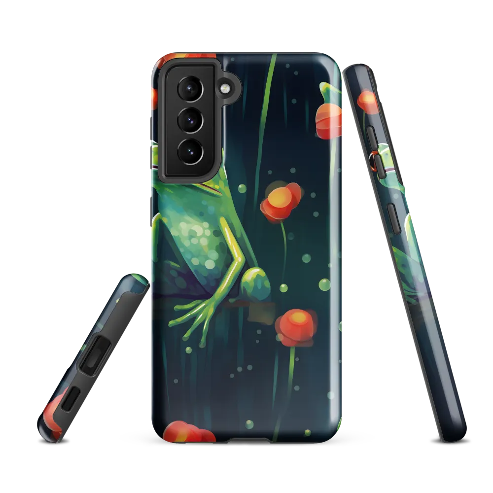 Playful Frogs in a Lush Pond | Phone Case |  S21 FE | Tough Case | Glossy