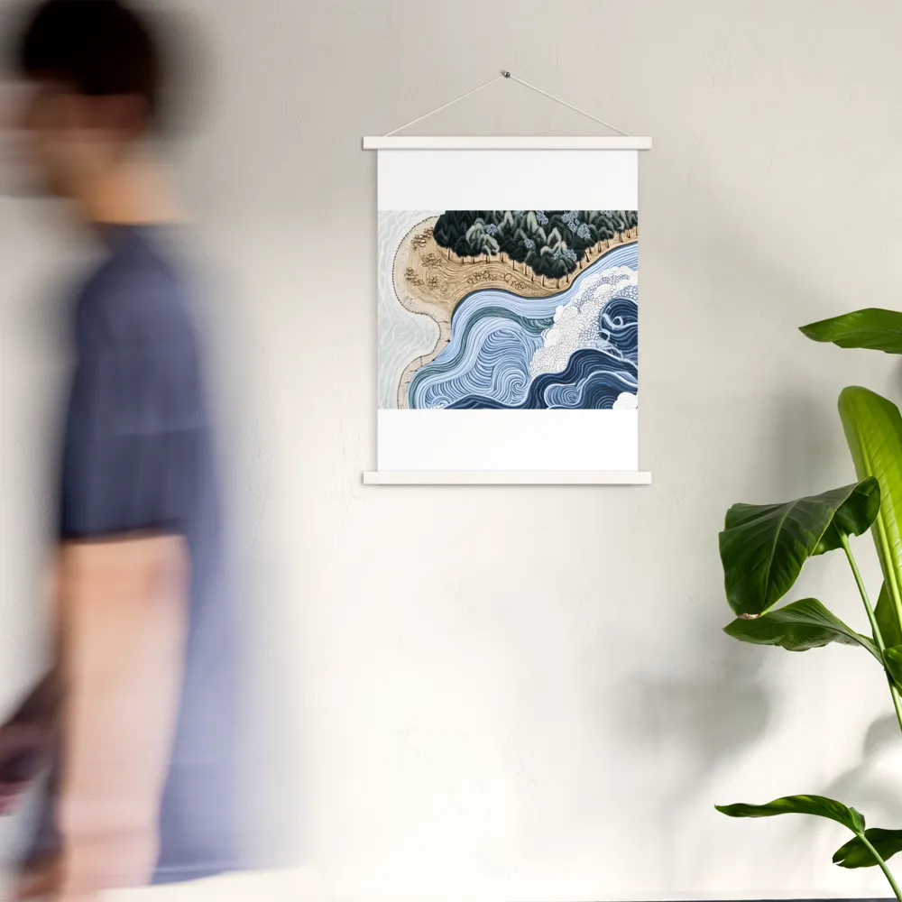 Oceanic Harmony: A Tranquil Landscape | Poster With White Wood Hanger | 18″×24″