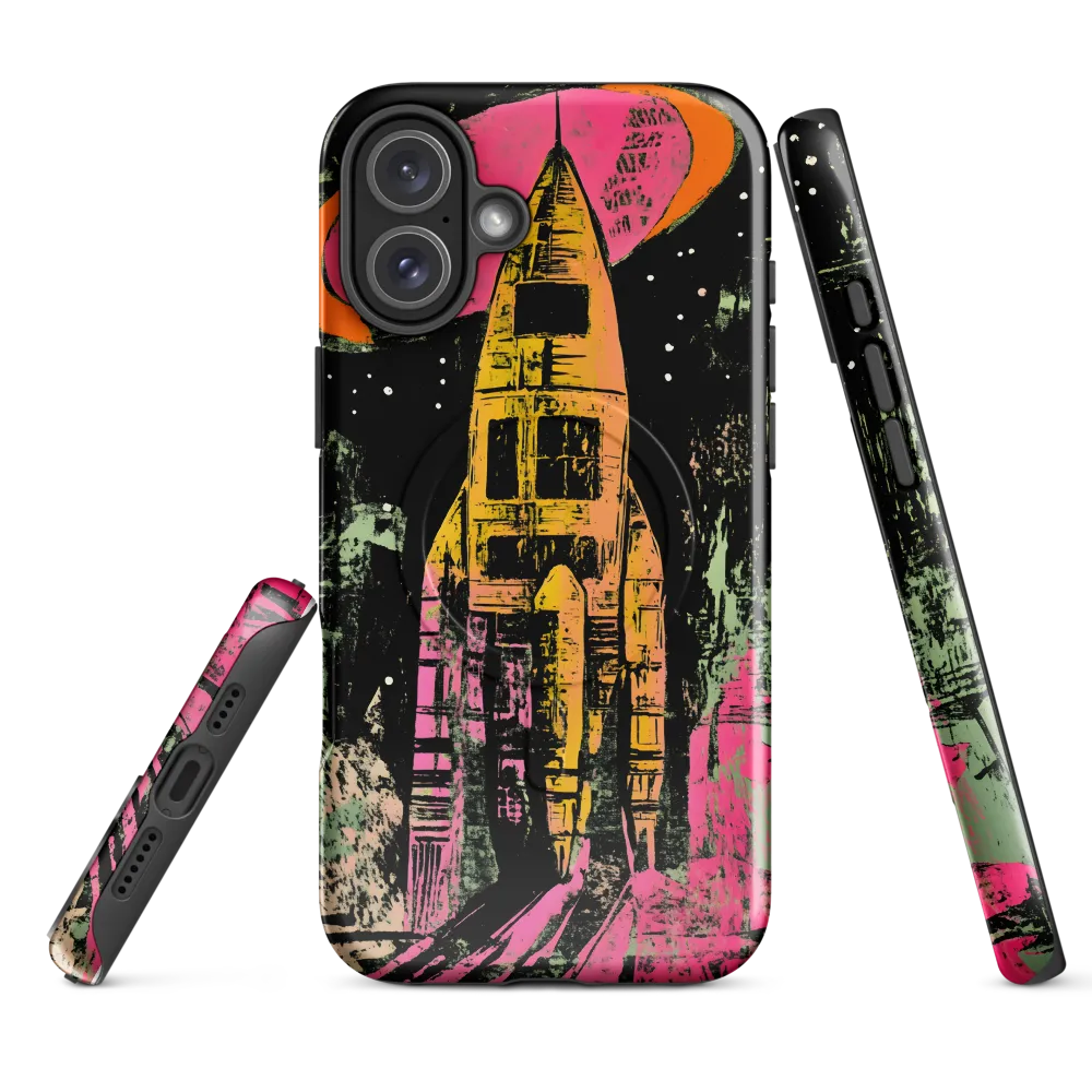 Cosmic Voyage: A Surreal Rocket Adventure | Phone Case |  16 Plus | MagSafe® Tough Case | Glossy