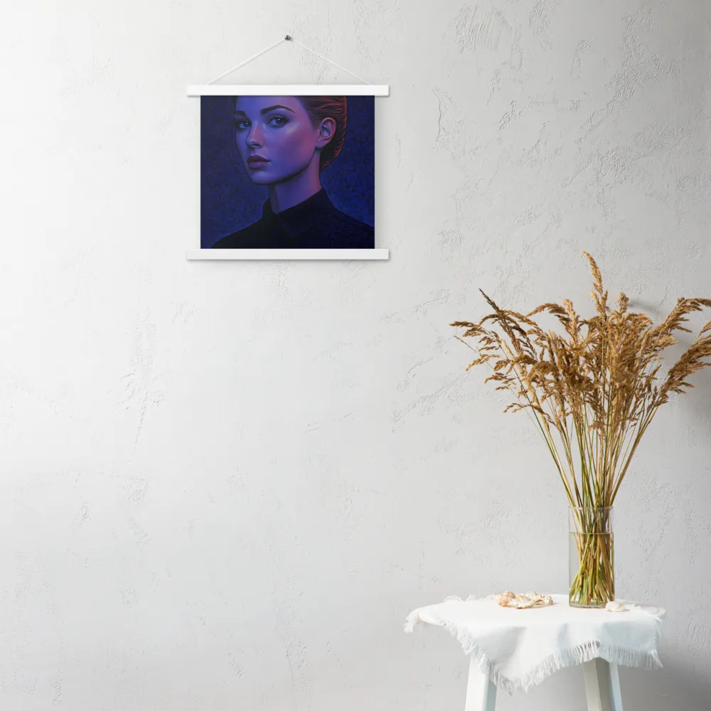 Ethereal Portrait in Blue and Red | Poster With White Wood Hanger | 14″×14″