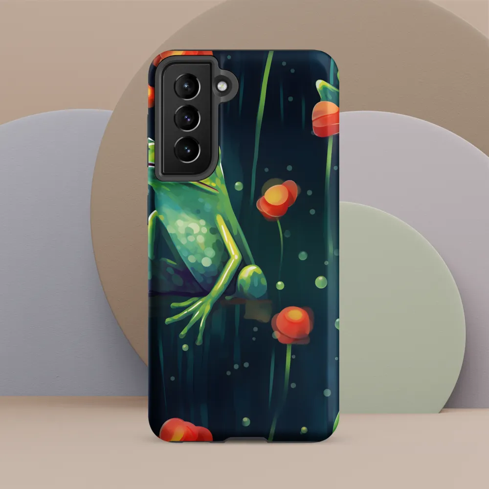 Playful Frogs in a Lush Pond