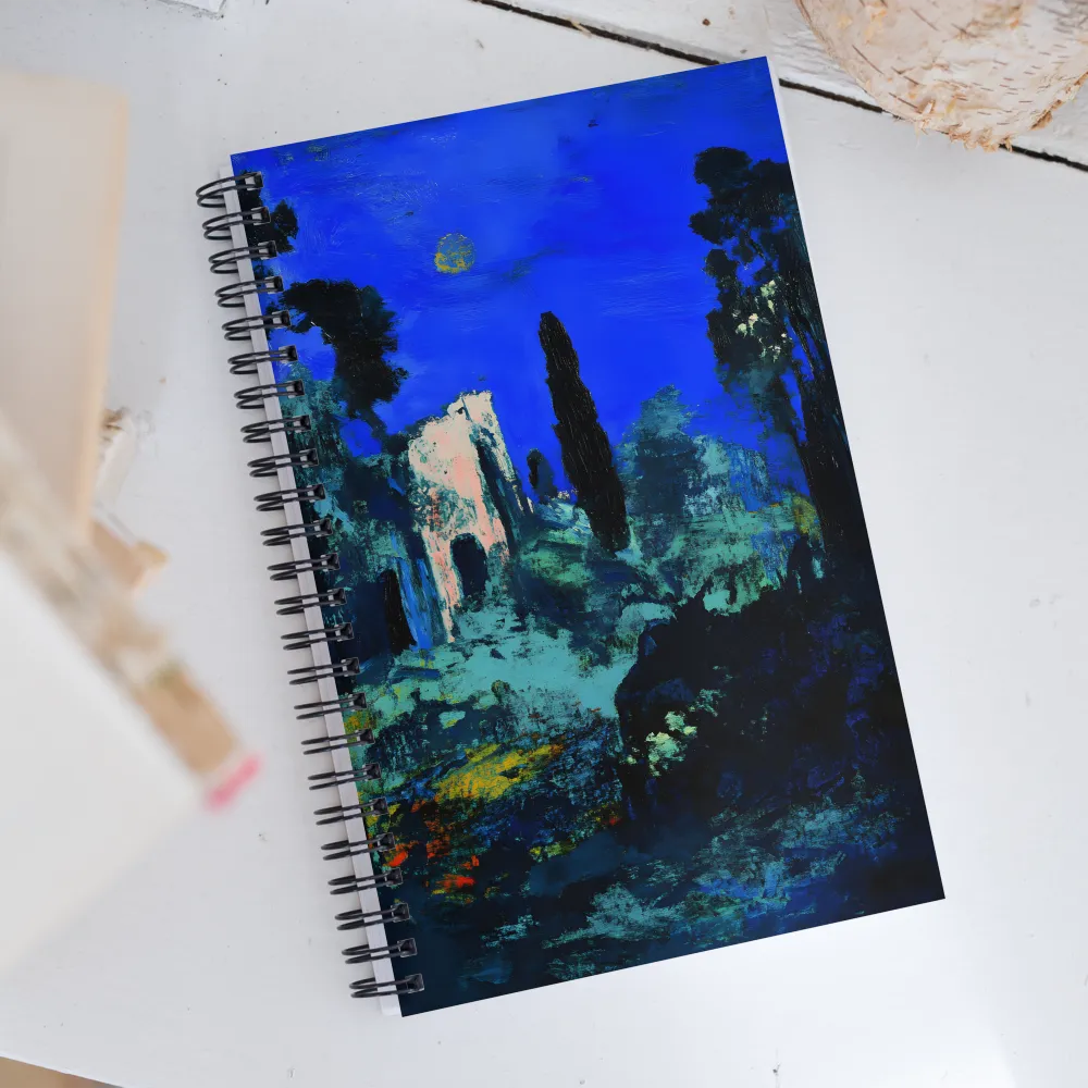 Moonlit Ruins: An Impression of Tranquility | Spiral Notebook