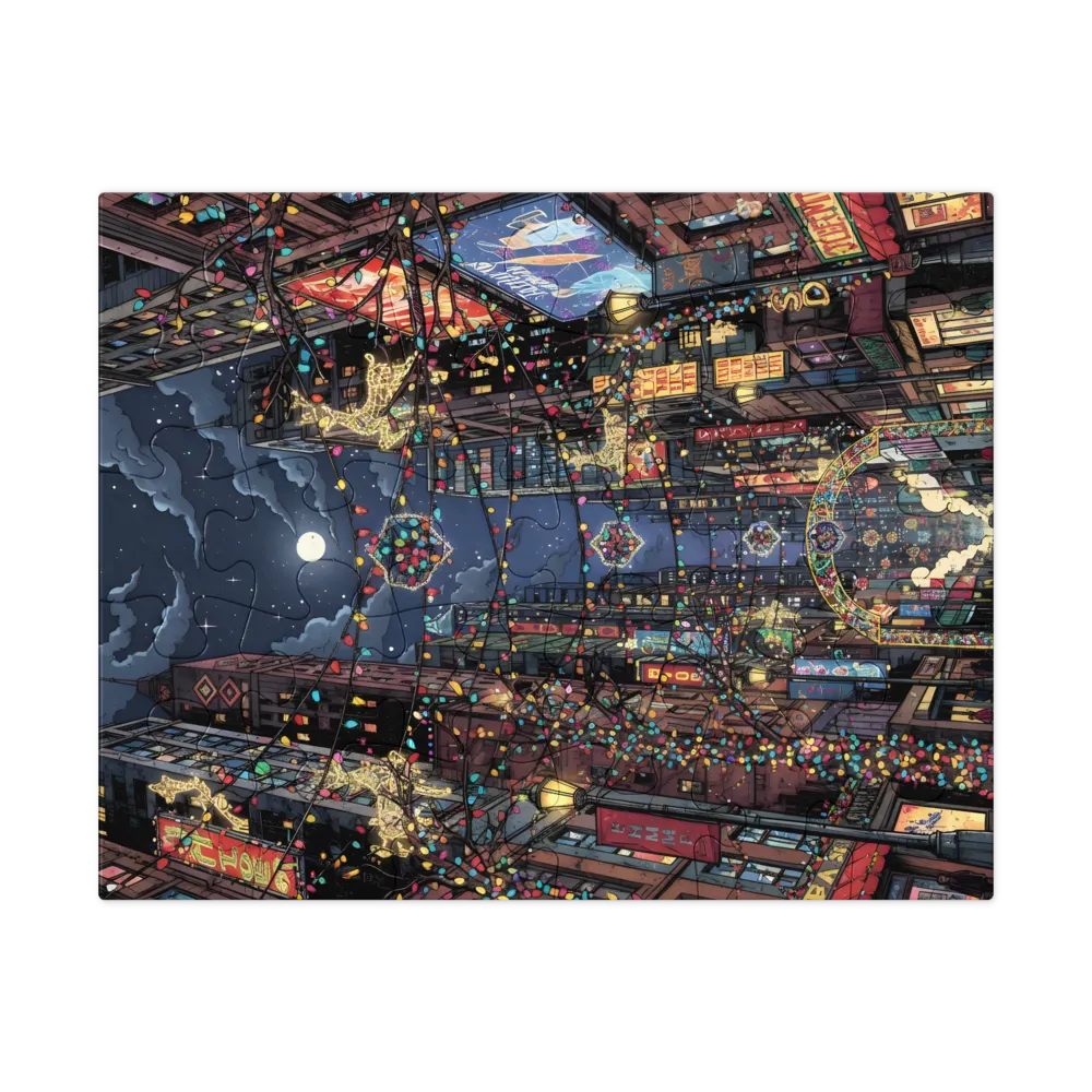 Midnight Holiday Avenue 
 Jigsaw Puzzle in Tin Box