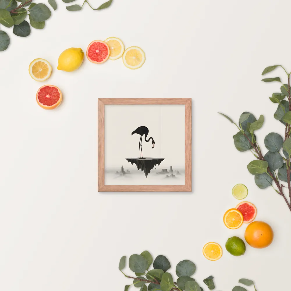 Floating Flamingo 
 Poster with Red oak Frame | 10″x 10″