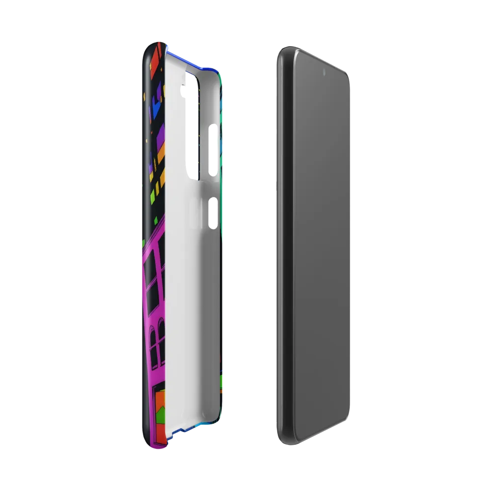 Neon Dreamscape: A Futuristic City at Dusk | Phone Case |  S21 | Snap Case | Glossy