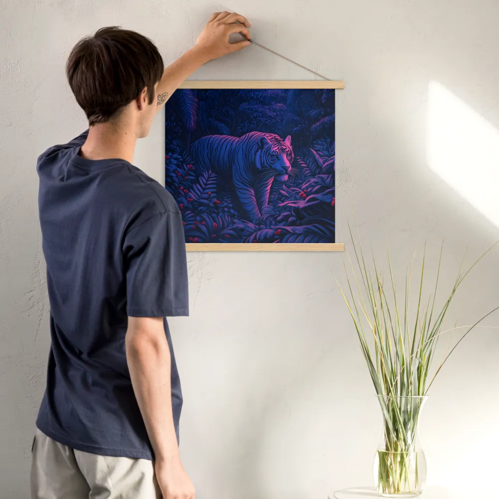 Mystic Prowler: The White Tiger in the Jungle | Poster With Oak Wood Hanger | 18″×18″