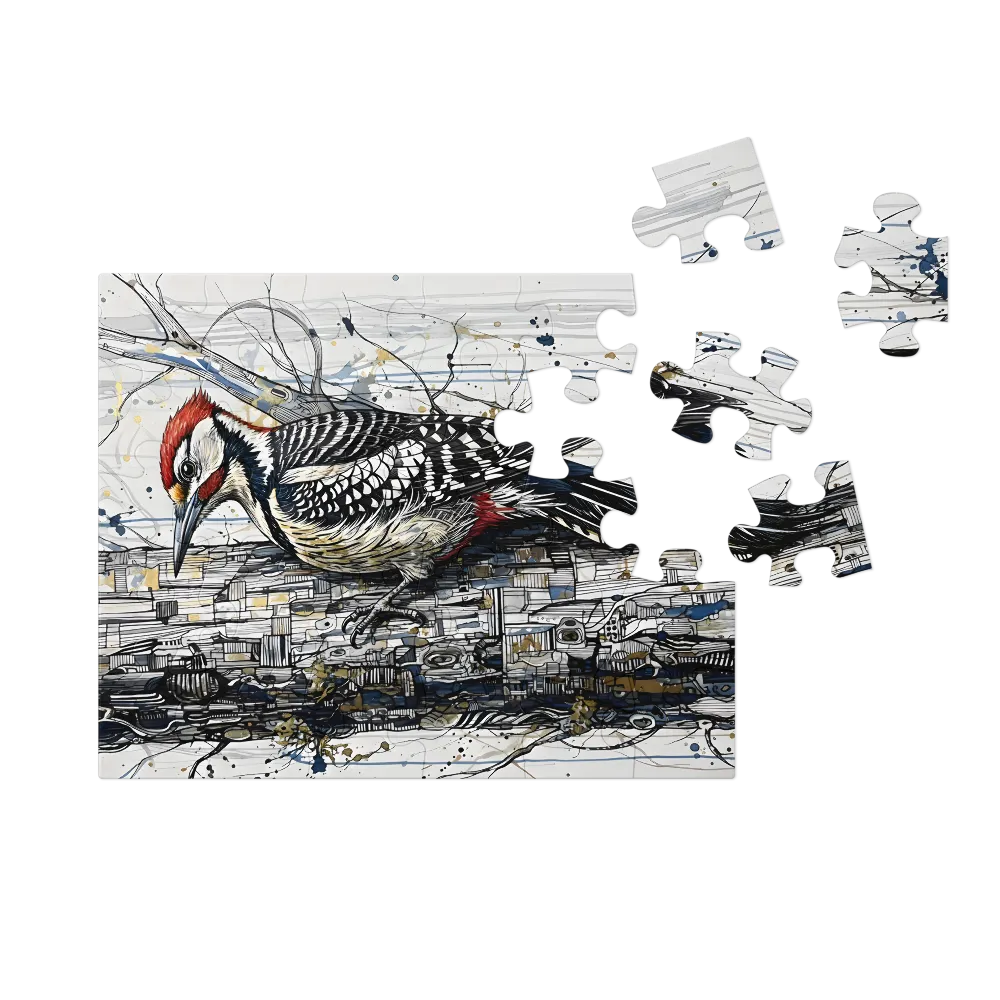 Woodpecker Study 
 Jigsaw Puzzle in Tin Box