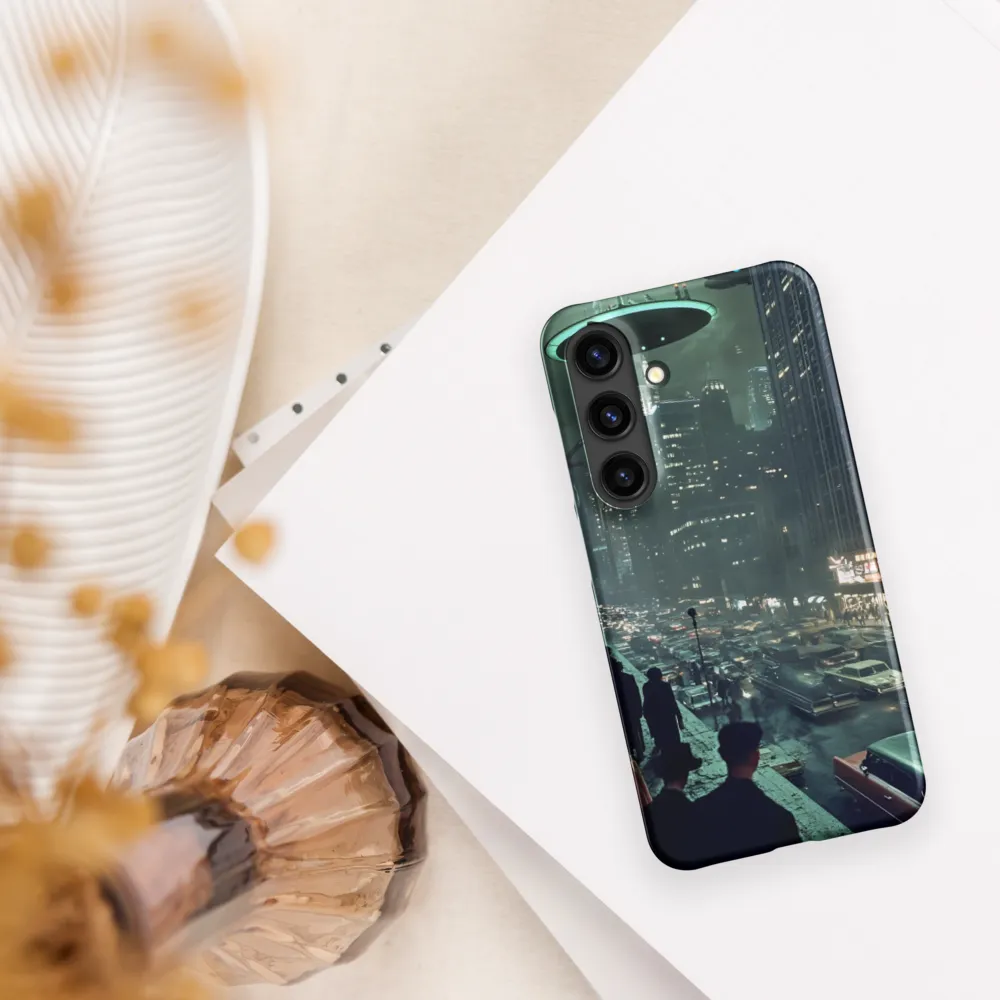 Mysterious Encounters in a Neon City | Phone Case |  S24 | Snap Case | Matte