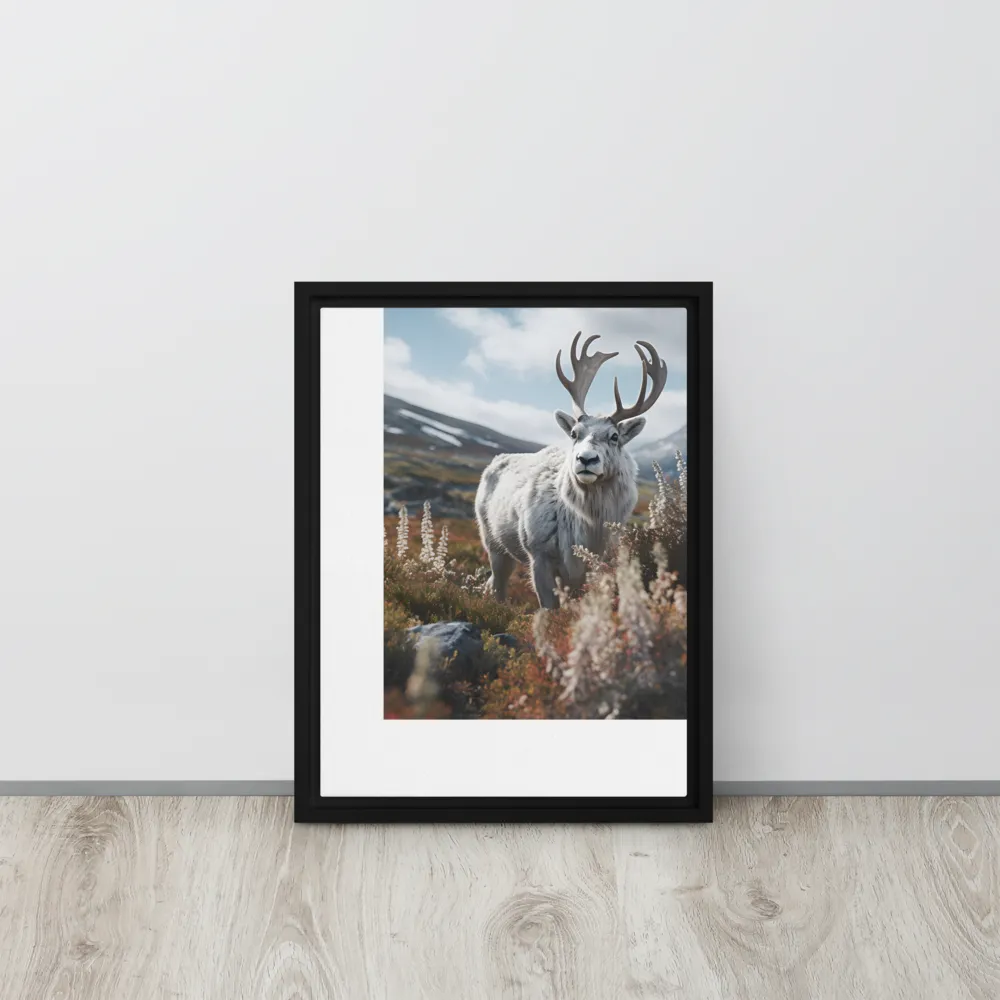 Majestic Harmony: The Reindeer in Nature | Canvas with Black Frame | 12″×16″