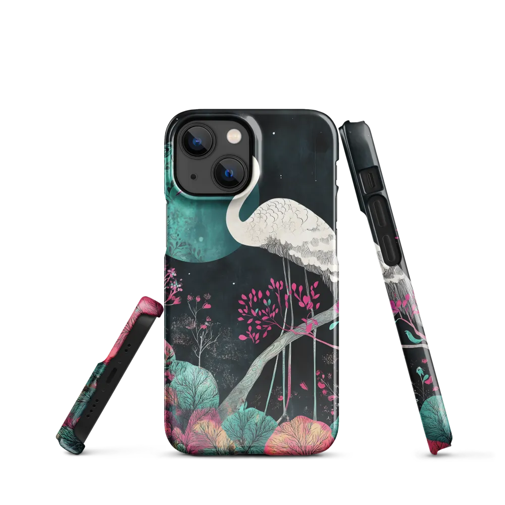 Ethereal Presence: Heron in a Floral Dreamscape | Phone Case |  13 Mini | Snap Case | Glossy