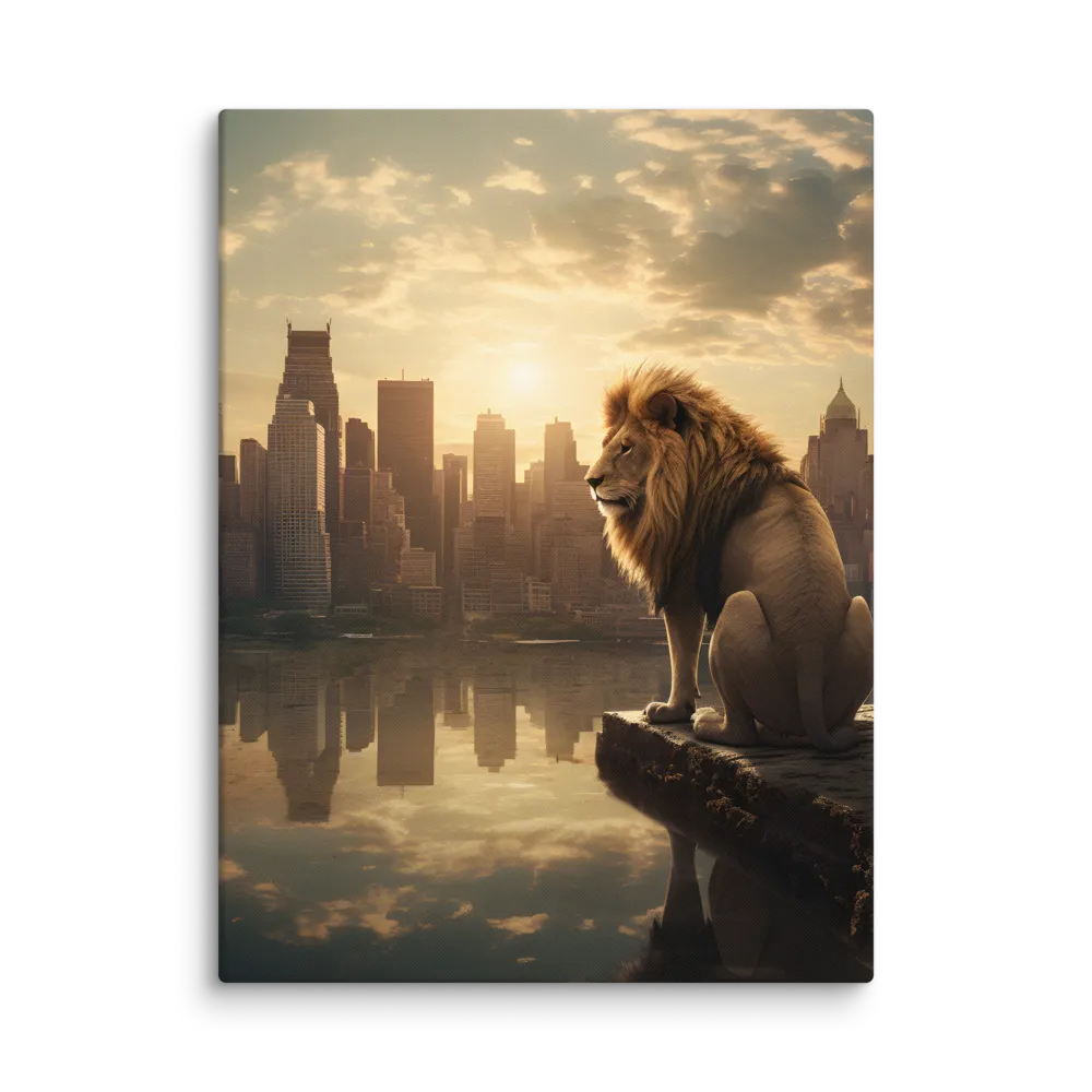 The Lion's Gaze Over the Urban Symphony
