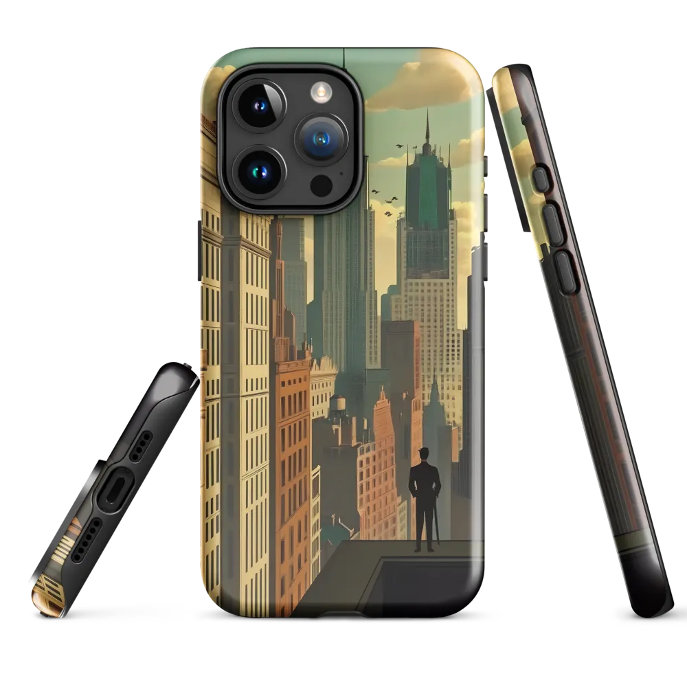 Urban Dreams: A Silhouette in Art Deco Cityscape