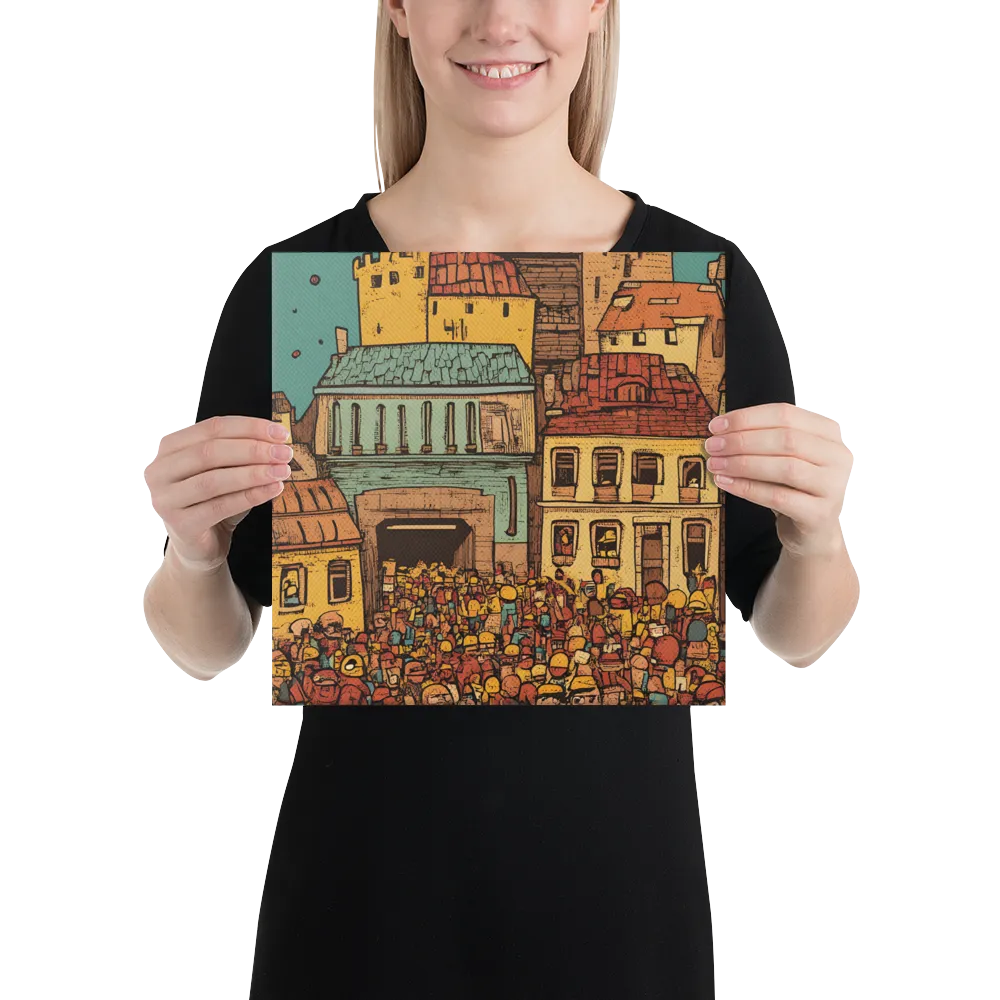 The Quirky City Gathering | Canvas | 12″×12″