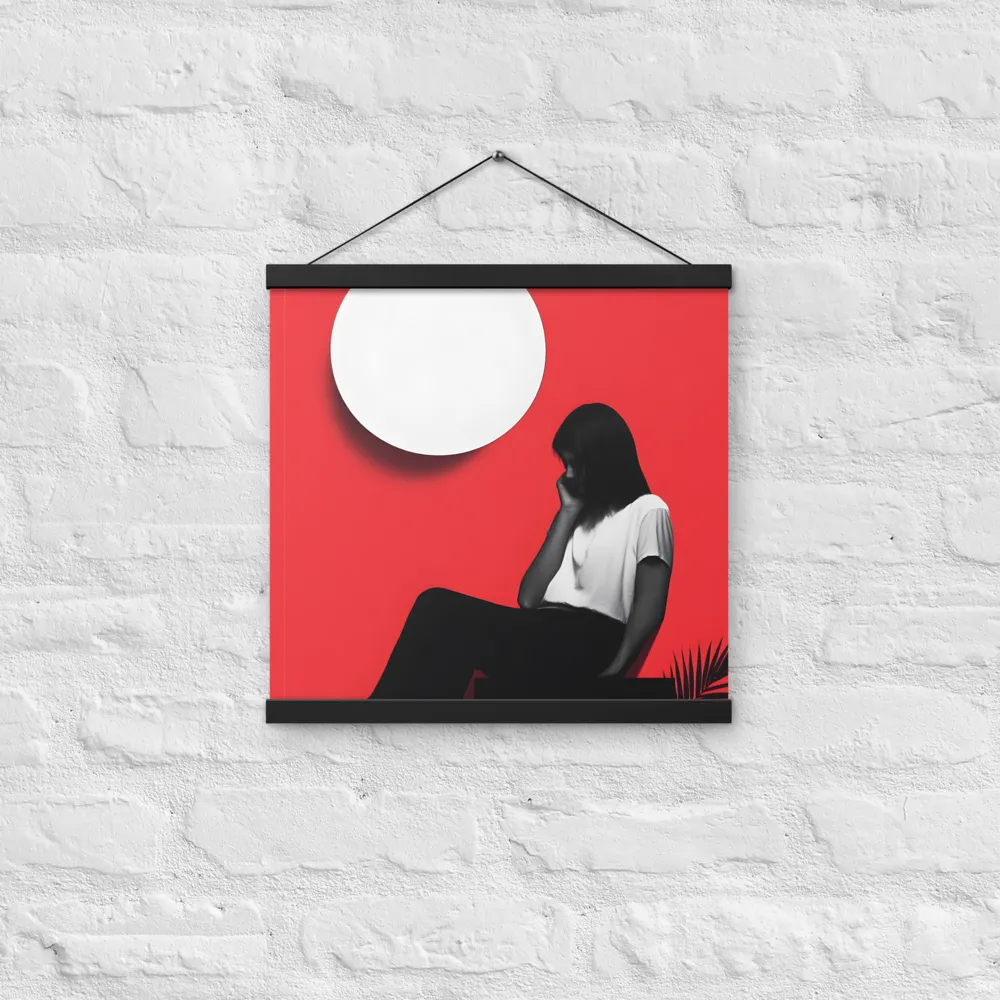 Contemplation in Red | Poster With Black Wood Hanger | 16″×16″