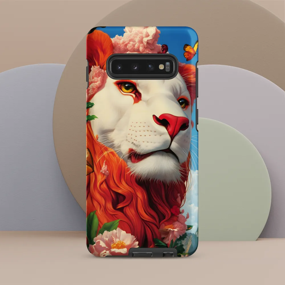 Majestic Lion Amidst Floral Splendor