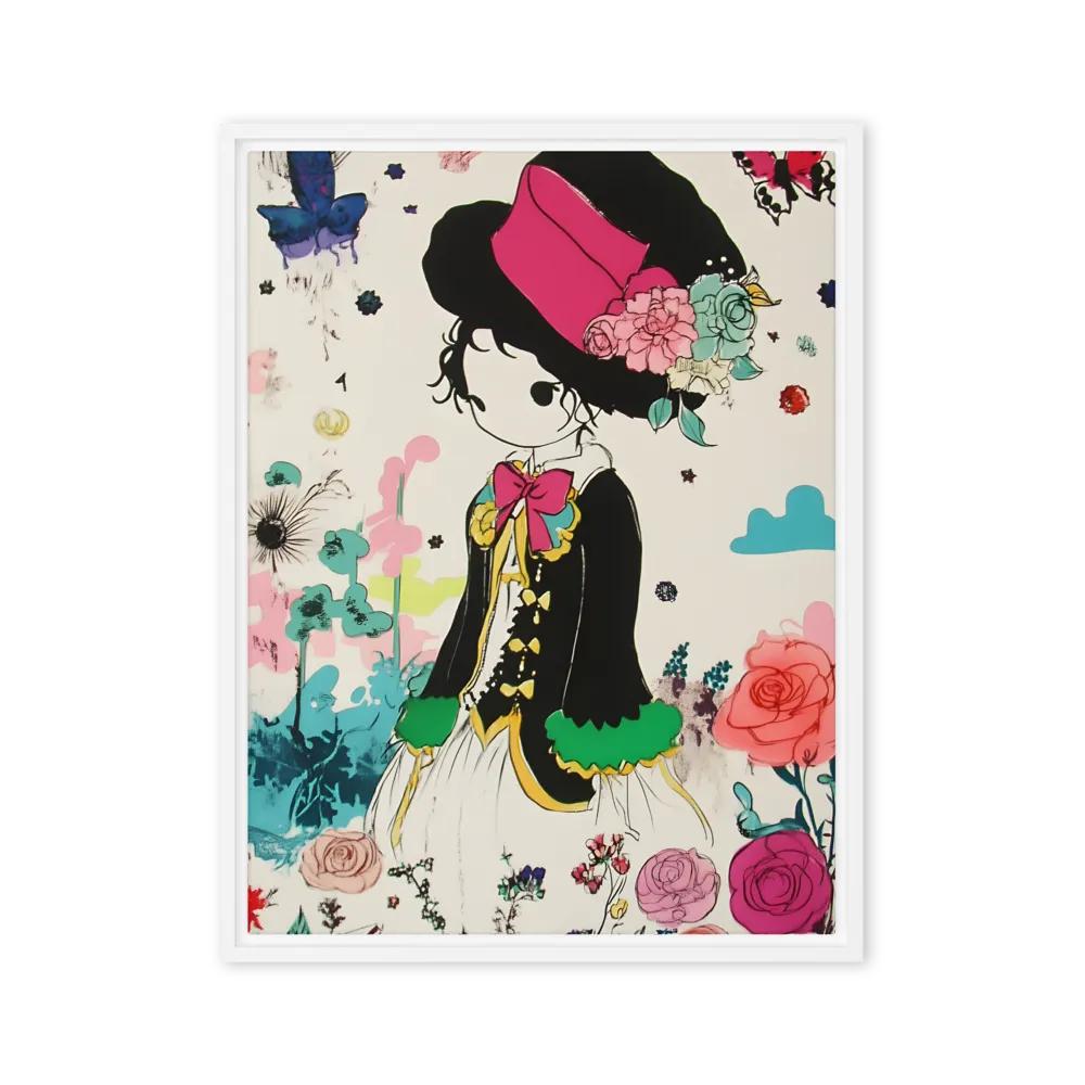 Whimsical Garden Reverie | Canvas with White Frame | 24″×32″