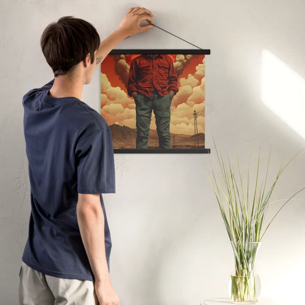 Defiant Spirit in a Surreal Landscape | Poster With Black Wood Hanger | 18″×18″