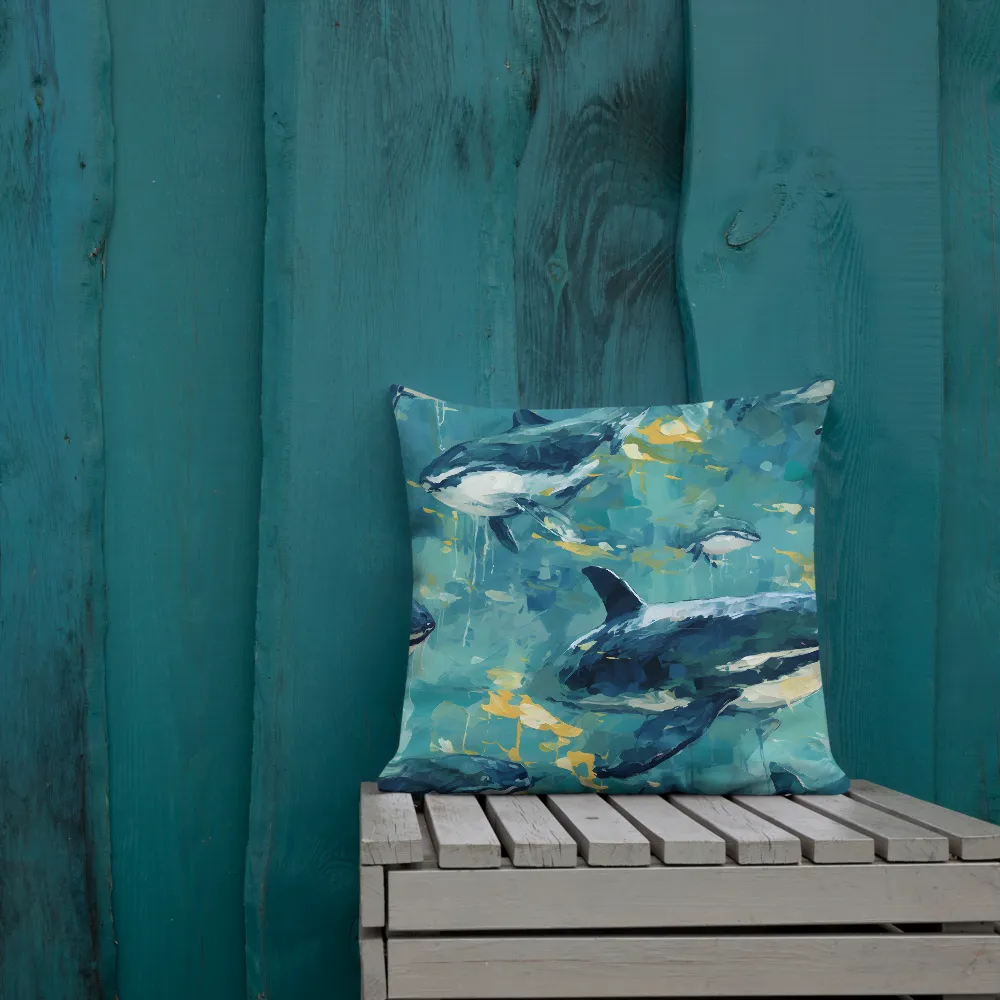 Harmony of the Ocean: Whales in Motion | Pillow | 18″×18″