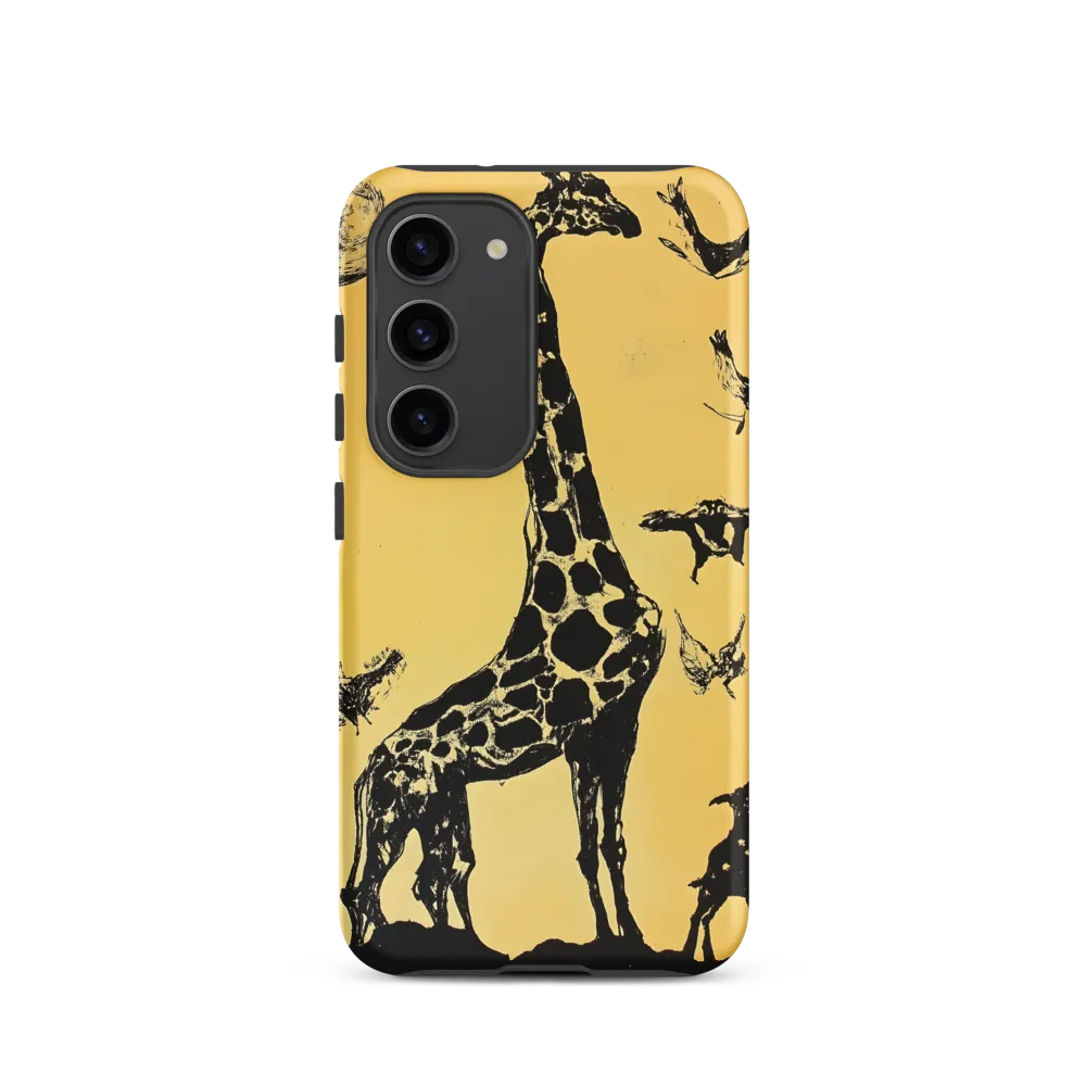 Whimsical Harmony of Giraffe and Birds