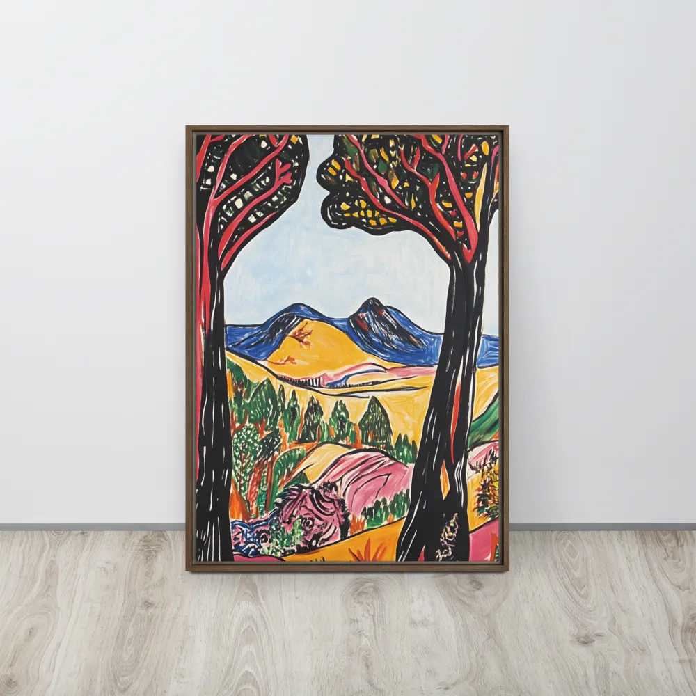 Vibrant Nature's Embrace | Canvas with Brown Frame | 20″×28″