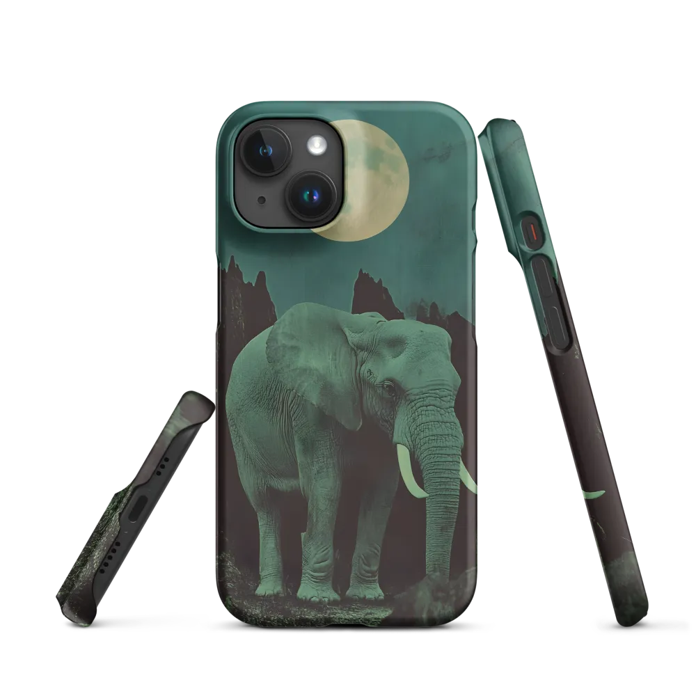 Ethereal Presence: Elephant Under a Full Moon | Phone Case |  15 | Snap Case | Matte