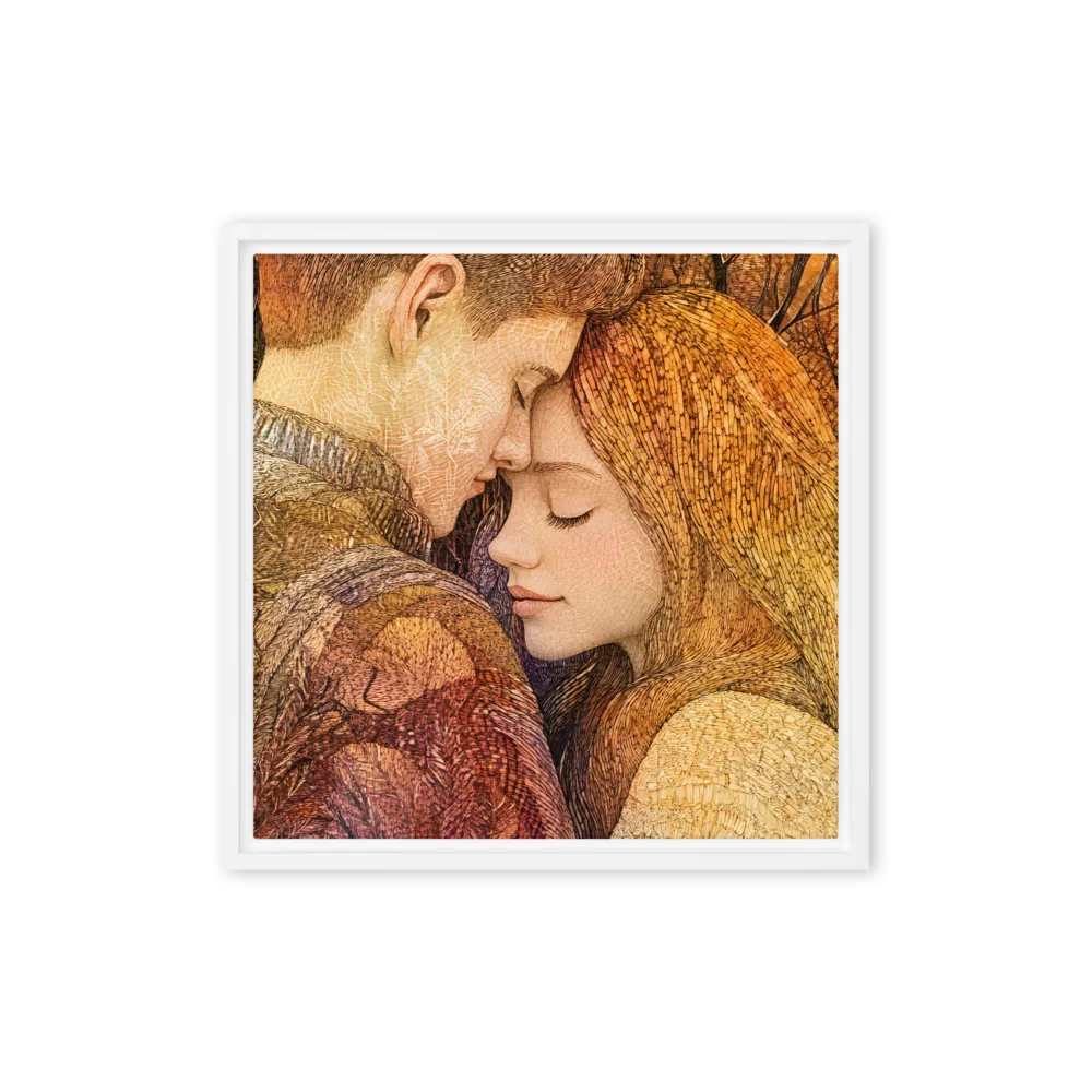 Embrace of Autumn | Canvas with White Frame | 16″×16″
