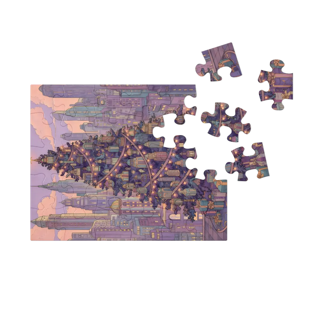 Rooftop Christmas Tree 
 Jigsaw Puzzle in Tin Box