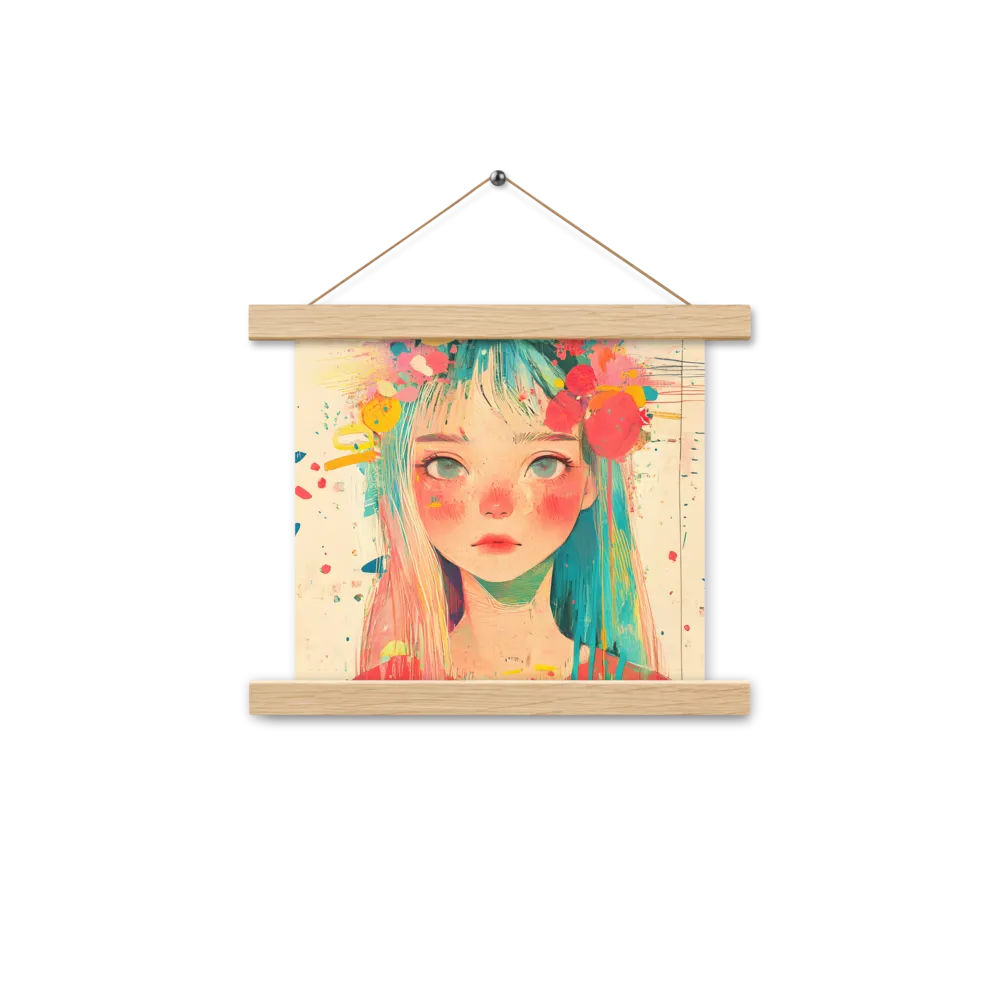 Whimsical Blossom | Poster With Oak Wood Hanger | 10″×10″