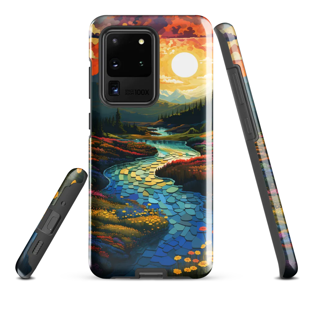Serenity in Sunset: A Winding River's Embrace | Phone Case |  S20 Ultra | Tough Case | Glossy