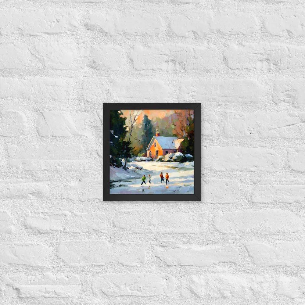 Sunlit Winter Cottage 
 Poster with Black Frame | 10″x 10″
