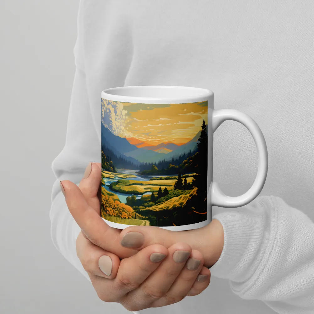 Tranquil Valley at Dusk | Mugs | Multiple Sizes & Colors