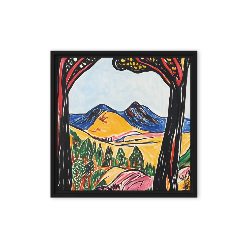 Vibrant Nature's Embrace | Canvas with Black Frame | 16″×16″