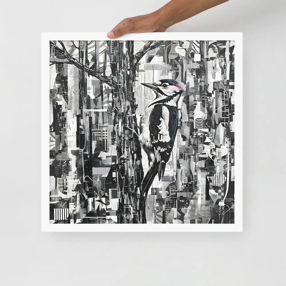 Woodpecker Collage 
 Poster with White Frame | 18″x 18″