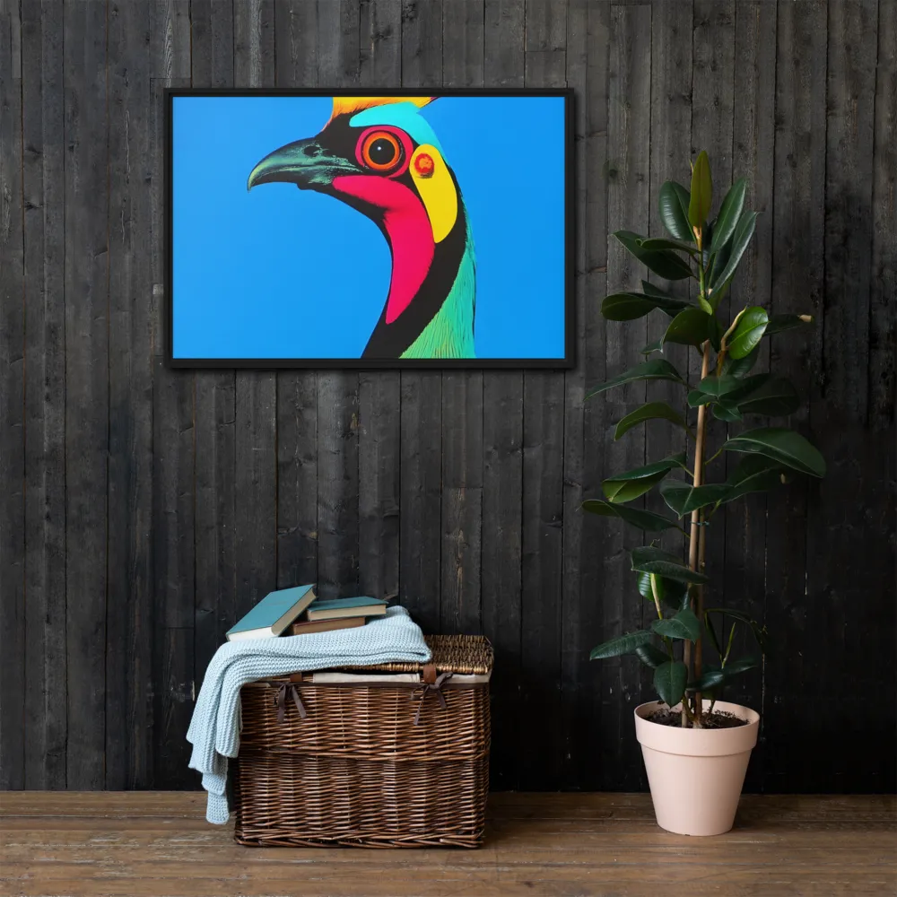 Whimsical Avian Portrait | Canvas with Black Frame | 24″×36″