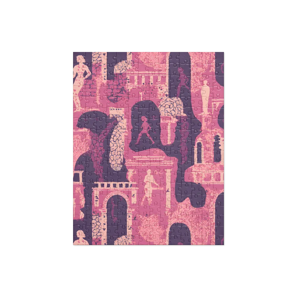 Whimsical Interplay of Figures and Architecture