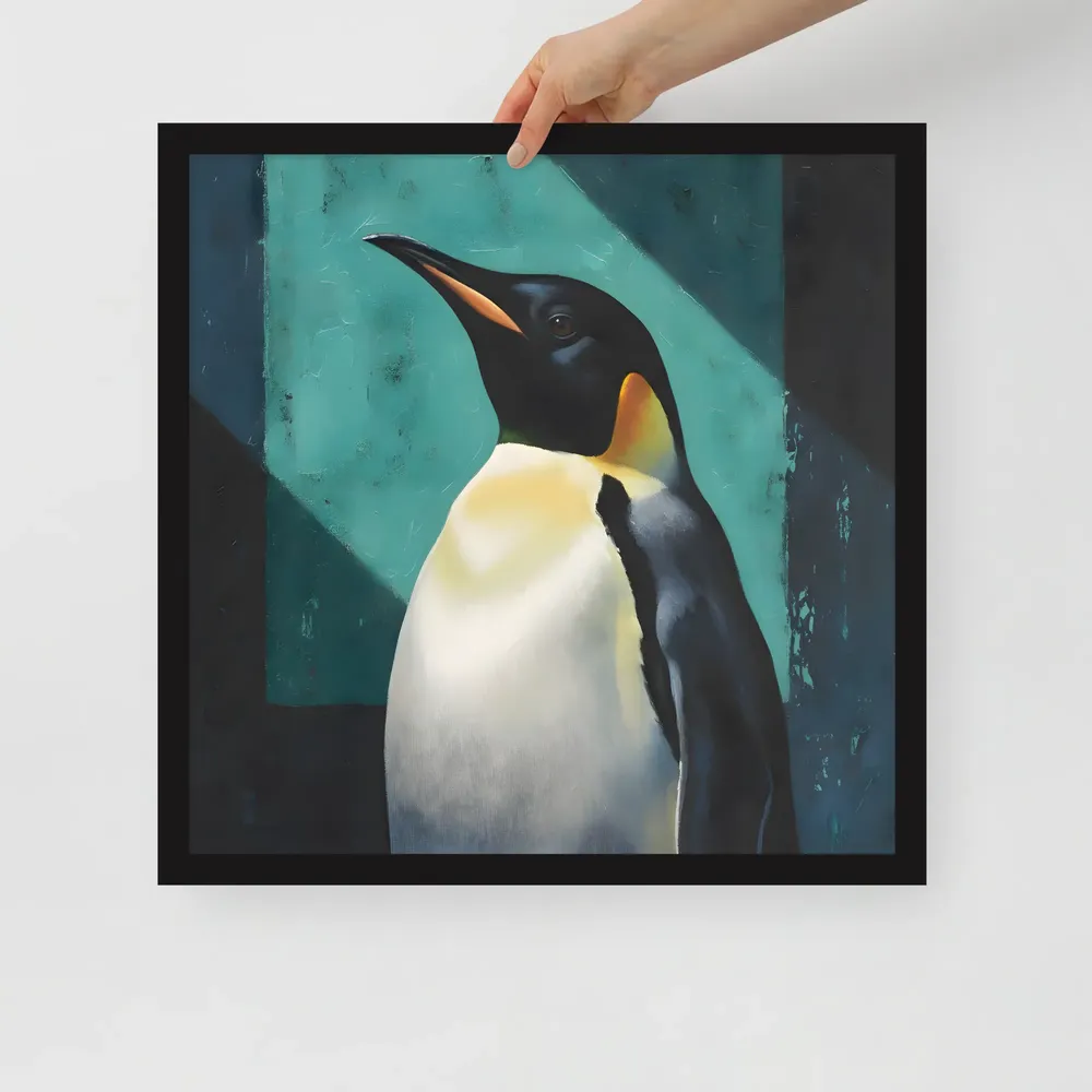 Regal Penguin 
 Poster with Black Frame | 18″x 18″