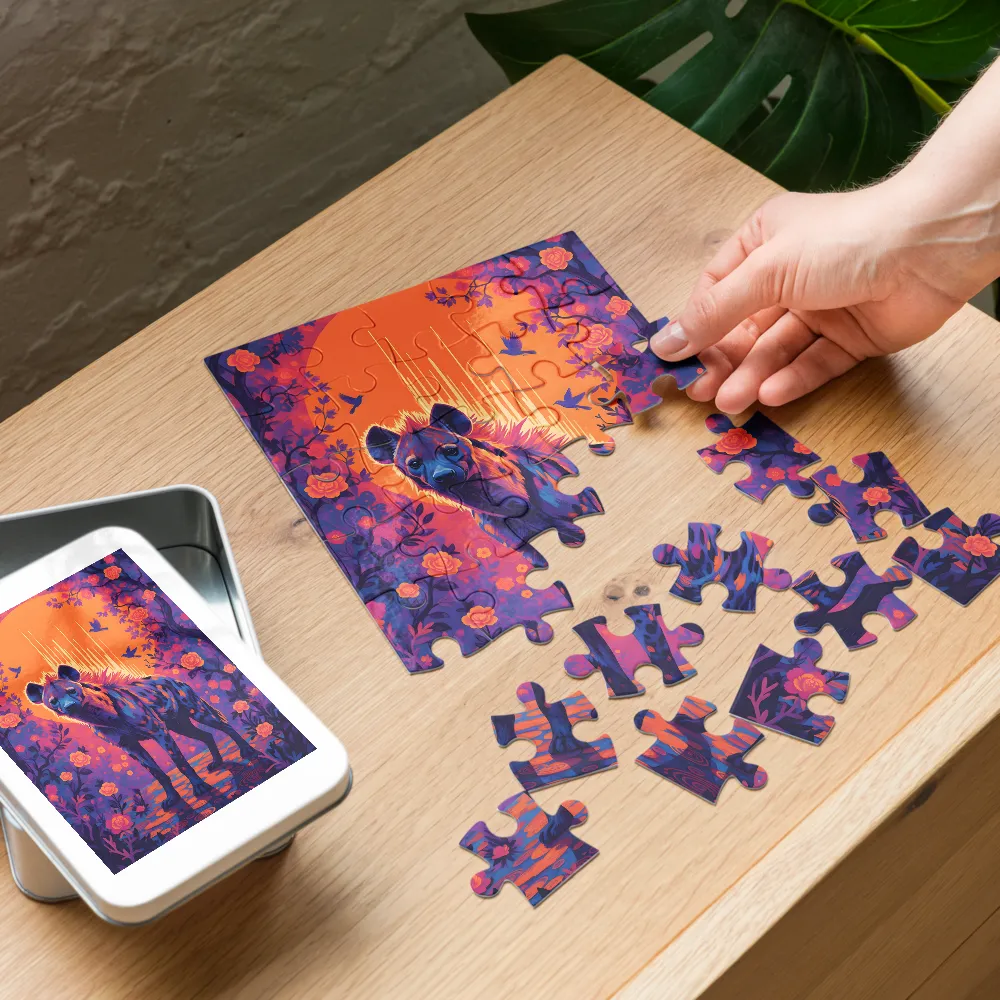 Neon Hyena 
 Jigsaw Puzzle in Tin Box